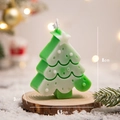 Candela profumata a forma di albero di Natale verde con stella e base in legno - Albero di Natale Verde Chiaro