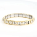 Italian charm bracelet in stainless steel with white pearls and gold plated accents - 0476-phnom Penh Small Pearl 1 Section