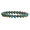 Multicolor natural stone beaded bracelet with vintage marble texture on white background - Orchid Stone