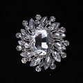 Elegant snowflake alloy brooch with crystal sunflower design in silver finish - MM-BR-0033 / Silver