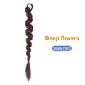 Dark brown braided hair ponytail extension with black elastic band for women - 1PC - Braided Ponytail / Dark Brown