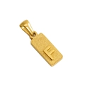 Gold rectangular frosted titanium pendant with polished letter F design for jewelry - F-Single Pendant