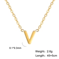 Collana con lettera V in acciaio inossidabile placcato oro 18k con catena 45+5cm - Lettera V