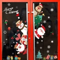 Removable Christmas window stickers featuring Santa, snowmen and reindeer on glass doors - Double Red Door Application Scene Style (SR-14)