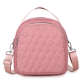 Waterproof lotus pink nylon mini backpack with wave quilted design and dual straps - Pink