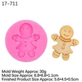 Pink gingerbread man silicone mold for Christmas candles and handmade soap making - 6# Gingerbread Man / Pink