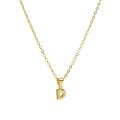 Polished 18k gold bubble letter D pendant necklace with minimalist metal link chain - Letter D