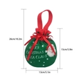 Green Christmas gift bag with Santa Claus print, red handle and bow, size 15x13cm - Santa with Glasses Style