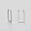 Orecchini a cerchio rettangolari geometrici in argento da donna con finitura lucida - Oro Bianco