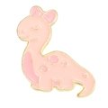 Spilla dinosauro rosa in smalto con bordi dorati per borse e abbigliamento - Stile Brontosauro Rosa (XZ6979)