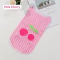 Pink and white striped puppy vest with cute cherry print for small dogs and cats - S / Pink Cherry