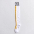 Funny white knee-high socks featuring creative yellow chicken feet print design - White Long (Individual Packaging)