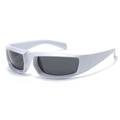 Y2K style silver frame sporty sunglasses with wrap-around shield lenses for outdoor sports - Silver Frame Black Lens