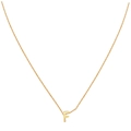 18K gold plated necklace with minimalist capital letter F pendant on classic O-chain - Gold F