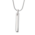 Polished silver rectangular bar pendant with sleek snake chain for men and women - Silver Tone (Pendant Only)