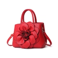Rote PU-Lederhandtasche mit großer 3D-Blume und abnehmbarem Schultergurt im edlen Stil - Stil 1 / Rot