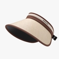 Visiera parasole da donna con tesa in paglia beige e fascia in tessuto marrone - Marrone