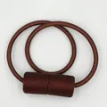 Brown magnetic curtain tieback with cylindrical weave and silk-like polyester rope - Brown