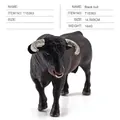 Realistic matte black bull animal figurine for farm sand table decor, size 14.5x8cm - Black Bull (PL127-343)
