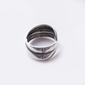 Detailed macro view of retro silver heart ring showing aged texture and inner sandblasted finish - Vintage Wide Style / Adjustable Open