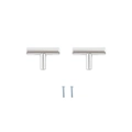 Set of two matte silver T-bar drawer handles in brushed stainless steel with screws - 1 Pair Small Tray Handles (Silver)