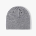 Bonnet d'hiver en laine tricotée grise pour femme avec bord côte pour l'extérieur - Taille unique / Gris