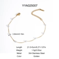 Detail of 3.8mm pearl beads on 304 stainless steel chain with adjustable extender - Round Bead Style (YYA025007)