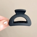 Matte black claw clip with non-slip teeth for secure high ponytail hairstyles - 15# Black Semicircle 4CM Matte