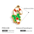 Christmas candy cane charm in stainless steel with green bow and red enamel finish - Candy Cane Green Bow (PJ91138)