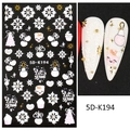 5D embossed Christmas nail stickers with gold snowflake patterns, model 5D-K194 - 5D-K194