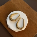 Gouden retro druppeloorbellen met spiraaltextuur in U-vormig ontwerp voor dames - U-vormige Oorbellen (Titaniumstaal #222)