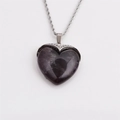 Elegant heart-shaped deep purple crystal pendant with a silver twisted rope chain necklace - 60cm Twist Chain / Amethyst
