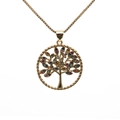 Golden Tree of Life pendant necklace with colorful gems on a delicate box chain - Gold Tree of Life