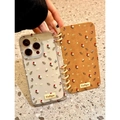 Floral iPhone 15 Pro Max case and brown tulip binder cover set in clear material - iPhone 16 Pro Max / Brown Full Floral