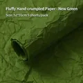 5-sheet pack of dark green Shuenai flower wrapping paper with textured crinkle finish - 52*55cm (5 Sheets/Pack) / New Green