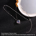 Titanium steel heart necklace with purple gradient crystal pendant and zircon frame - Silver with Gradient Heart