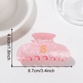 Pinza para el pelo rosa brillante con decoración de letra S dorada de 8,6 cm de largo - Pinza de Pelo Rosa Mármol Letra S