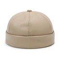 Berretto docker minimalista in pelle PU beige con grana strutturata per uomo e donna - Beige Chiaro