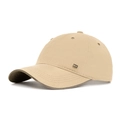 Adjustable khaki cotton baseball cap with curved brim and metallic side branding logo - Khaki