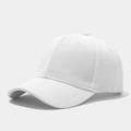 Detailed close-up of white baseball cap showing premium stitching and breathable eyelets - White