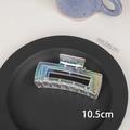 Detail showing a 10.5cm iridescent clear shark hair claw clip on a minimalist tray - 8# Square-10.5cm