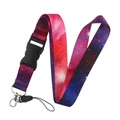 Starry galaxy print polyester lanyard with metal lobster clasp and buckle for ID badges - Red Blue Purple Nebula (YZ20-6)