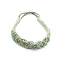 Handmade Macrame headband in light green cotton rope with adjustable elastic band - Bean Green