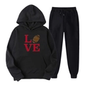 Survêtement noir avec sweat à capuche et jogging orné d'un imprimé love football - S(L) / Haut Et Bas / Noir