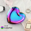 Multicolor heart-shaped stainless steel jewelry tray with a vibrant vacuum plated finish - Stainless Steel / Heart Shape Multicolor (9*8.7cm)