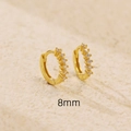 S925 sterling silver 8mm gold geometric hoop earrings with cubic zirconia stones - 8mm / Gold