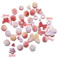 Pink acrylic iridescent butterfly and flower beads for DIY craft and phone case decor - Approx. 100g/Pack / Mabe Iridescent Red