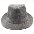 Chapeau fedora trilby unisexe gris classique avec texture en lin respirant et élégant - M (56-58cm) / Gris clair