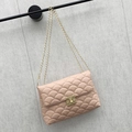 Roze gewatteerde crossbodytas met gouden slot en ketting voor modieuze dames - Roze