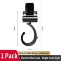 Gancho universal negro de aleación de aluminio para bici eléctrica con velcro, 1 pieza - Gancho Único Giratorio de 360 Grados
